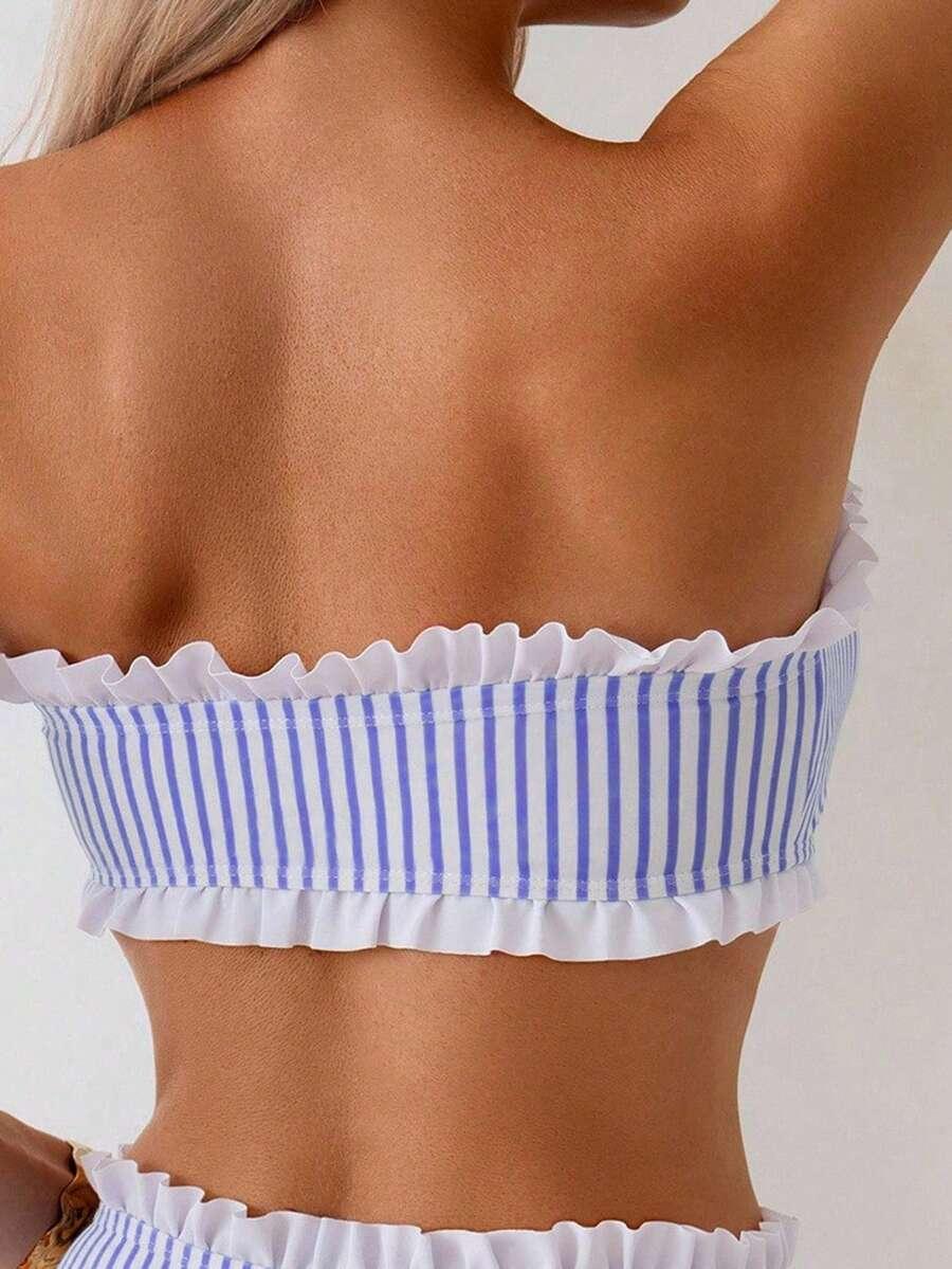 SHEIN DWUCZĘŚCIOWY STRÓJ KĄPIELOWY W PASKI S09__L