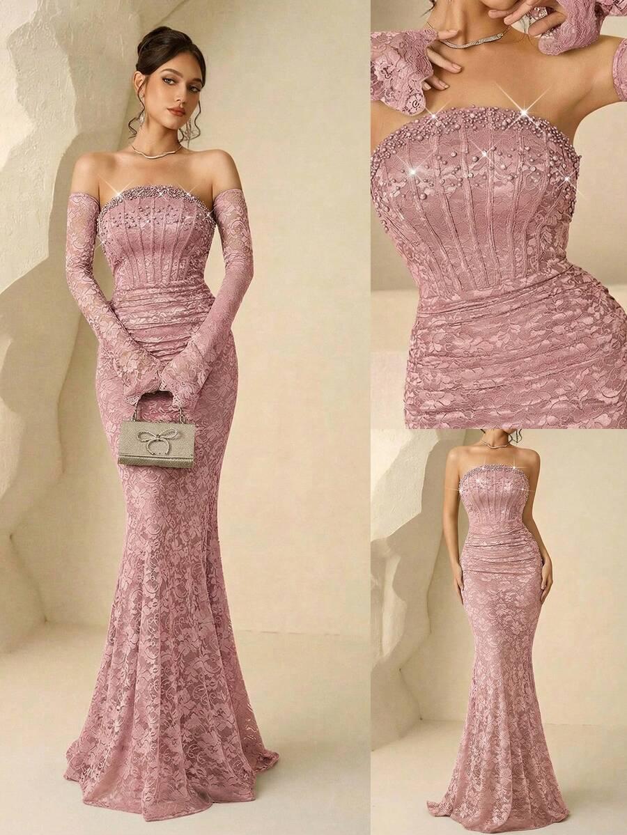SHEIN RÓŻOWA MAXI SUKIENKA S06__L
