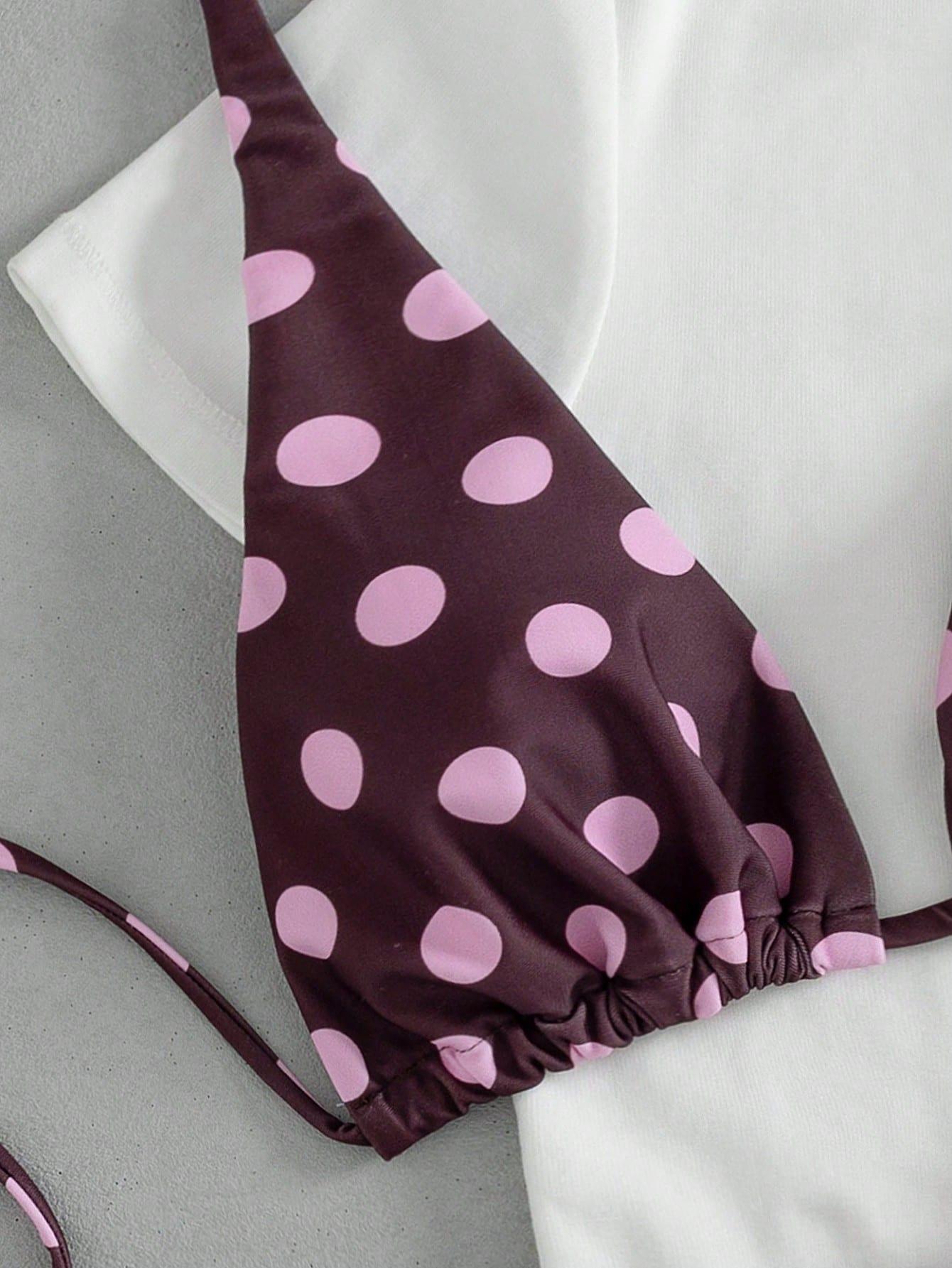 SHEIN DWUCZĘŚCIOWY STRÓJ KĄPIELOWY GROSZKI S09__XS