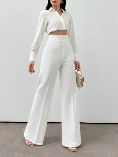 SHEIN BIAŁE ELEGANCKIE SPODNIE S06__M