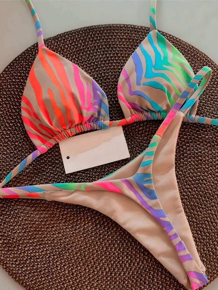 SHEIN DWUCZĘŚCIOWY STRÓJ KĄPIELOWY PRINT S09__S
