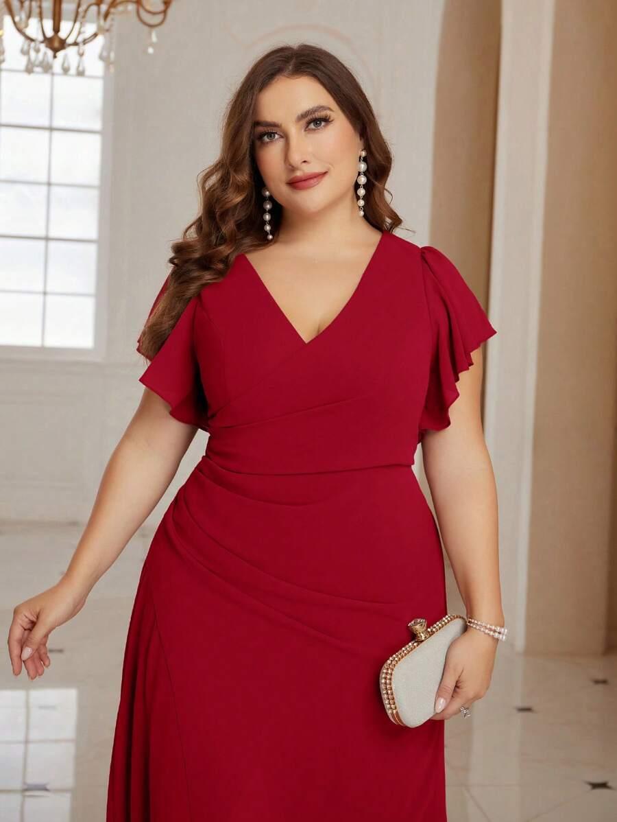SHEIN CZERWONA MAXI SUKIENKA S06__46