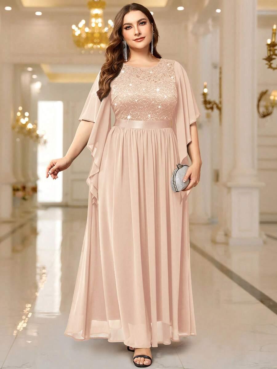 SHEIN BEŻOWA MAXI SUKIENKA S06__48