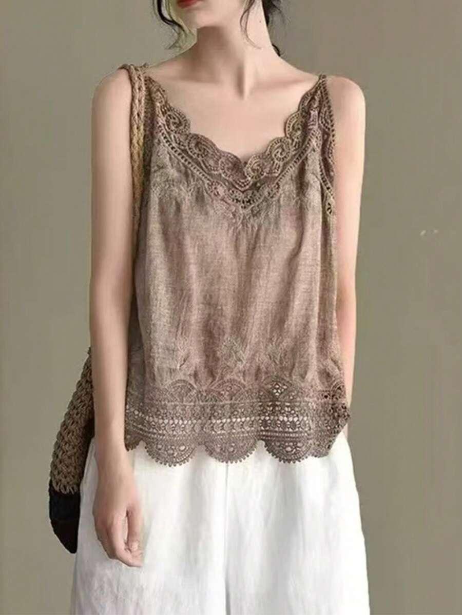 SHEIN BRĄZOWY TOP NA RAMIĄCZKACH S06__S