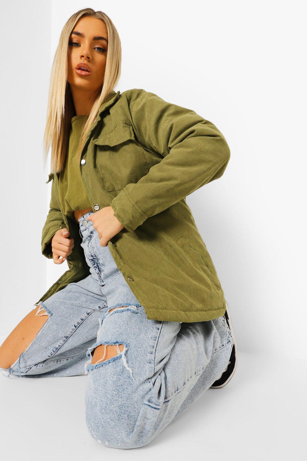 BOOHOO BEŻOWA KURTKA KOŁNIERZYK W01__L
