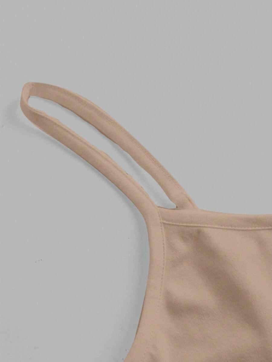 SHEIN BEŻOWY CROP TOP NA RAMIĄCZKACH S06__M