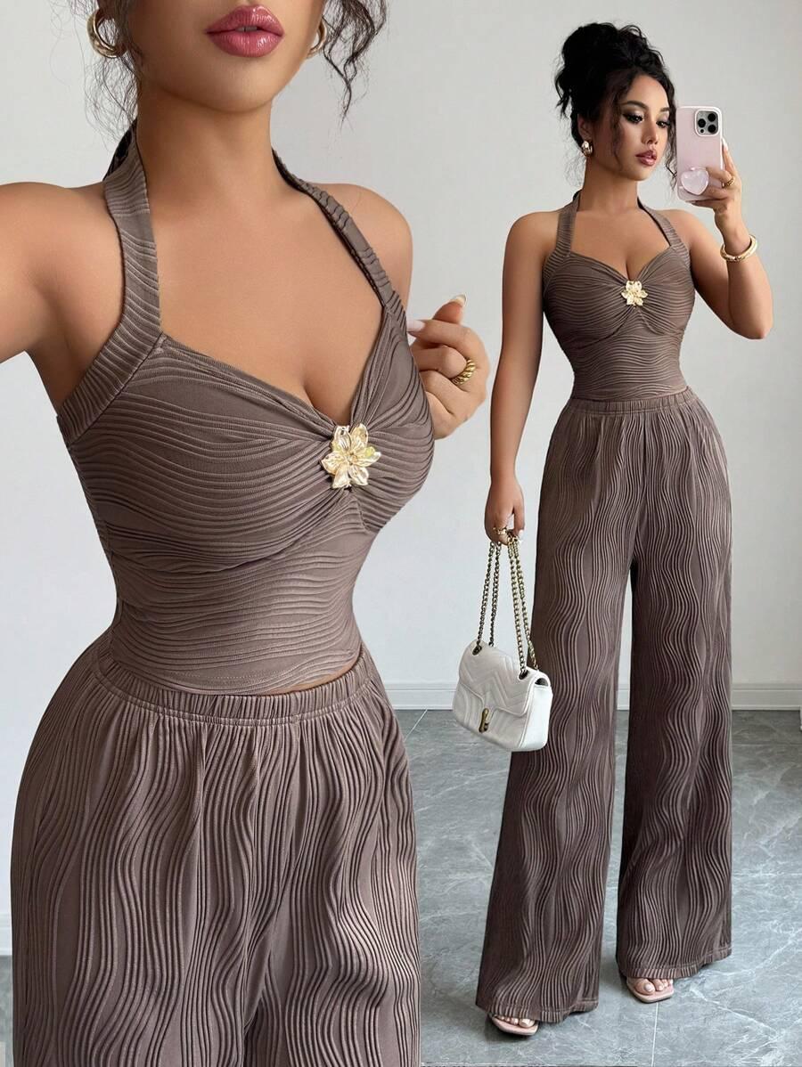 SHEIN BRĄZOWE SPODNIE CASUAL S06__S