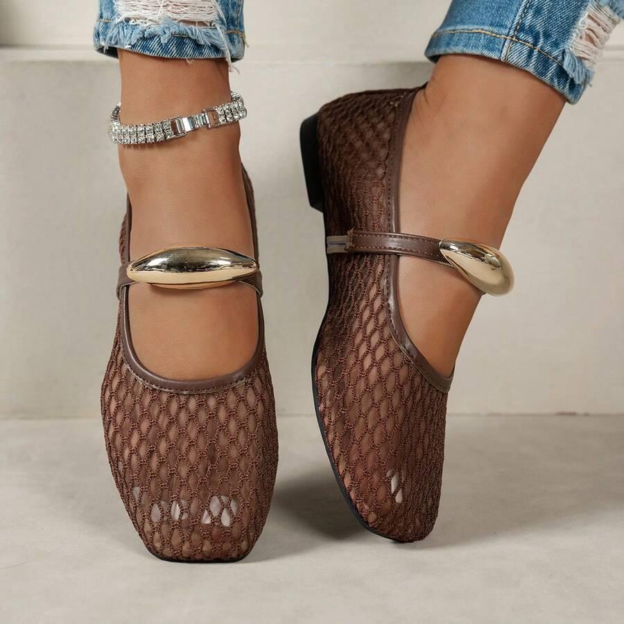 SHEIN BRĄZOWE BALERINY SIATECZKA S06__38