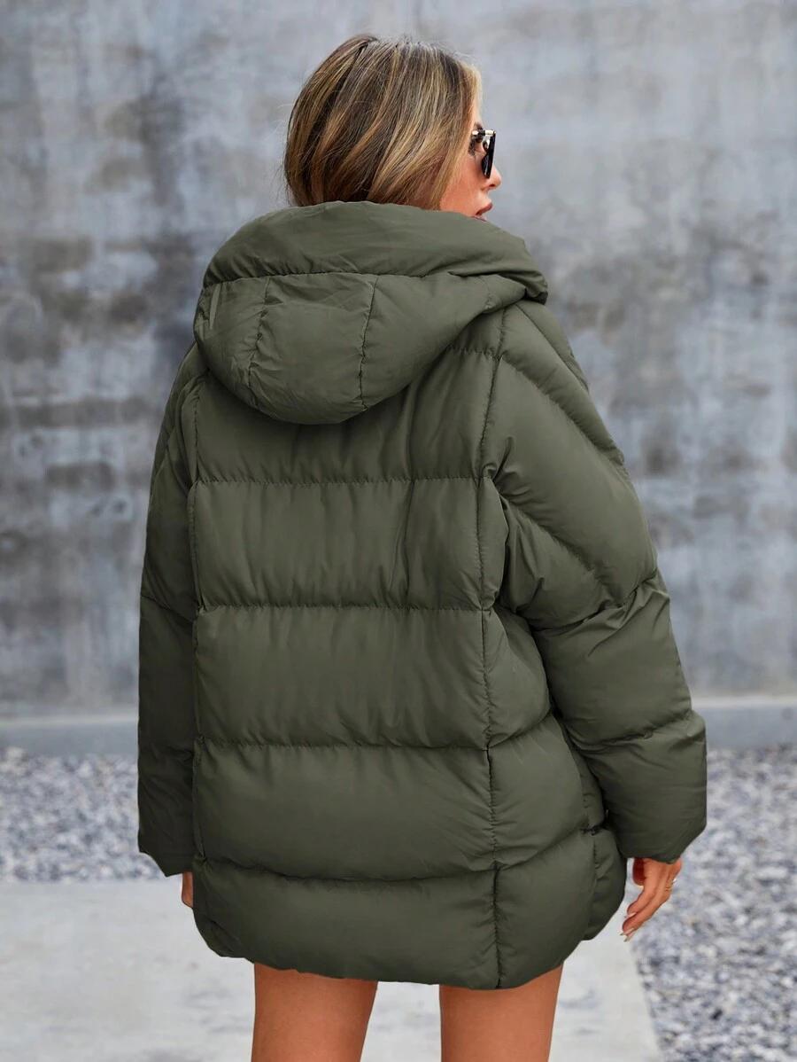 SHEIN ZIELONA KURTKA KAPTUR ZAMEK W01__S