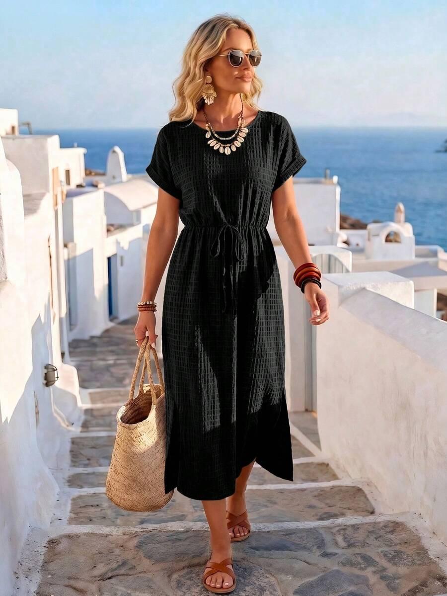 SHEIN CZARNA MIDI SUKIENKA S06__L