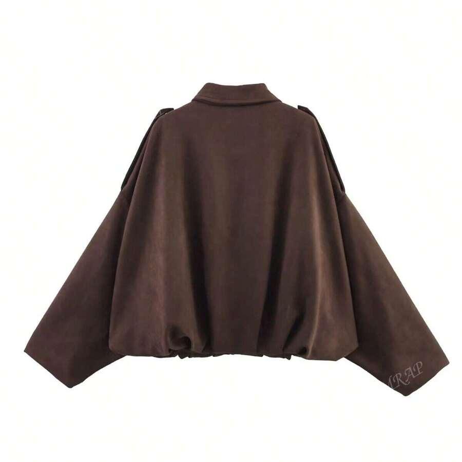 SHEIN BRĄZOWA KURTKA ZAMEK S06__L