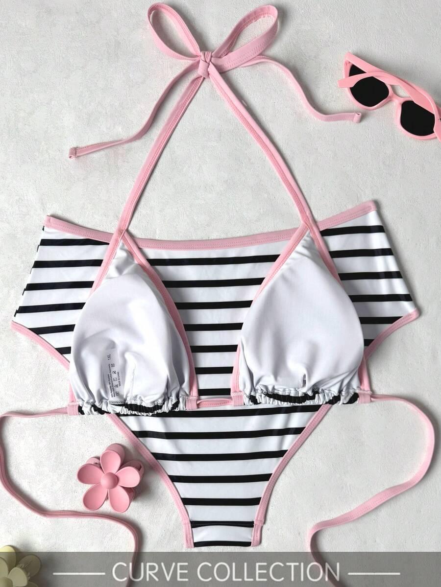 SHEIN DWUCZĘŚCIOWY STRÓJ KĄPIELOWY PASKI S09__50