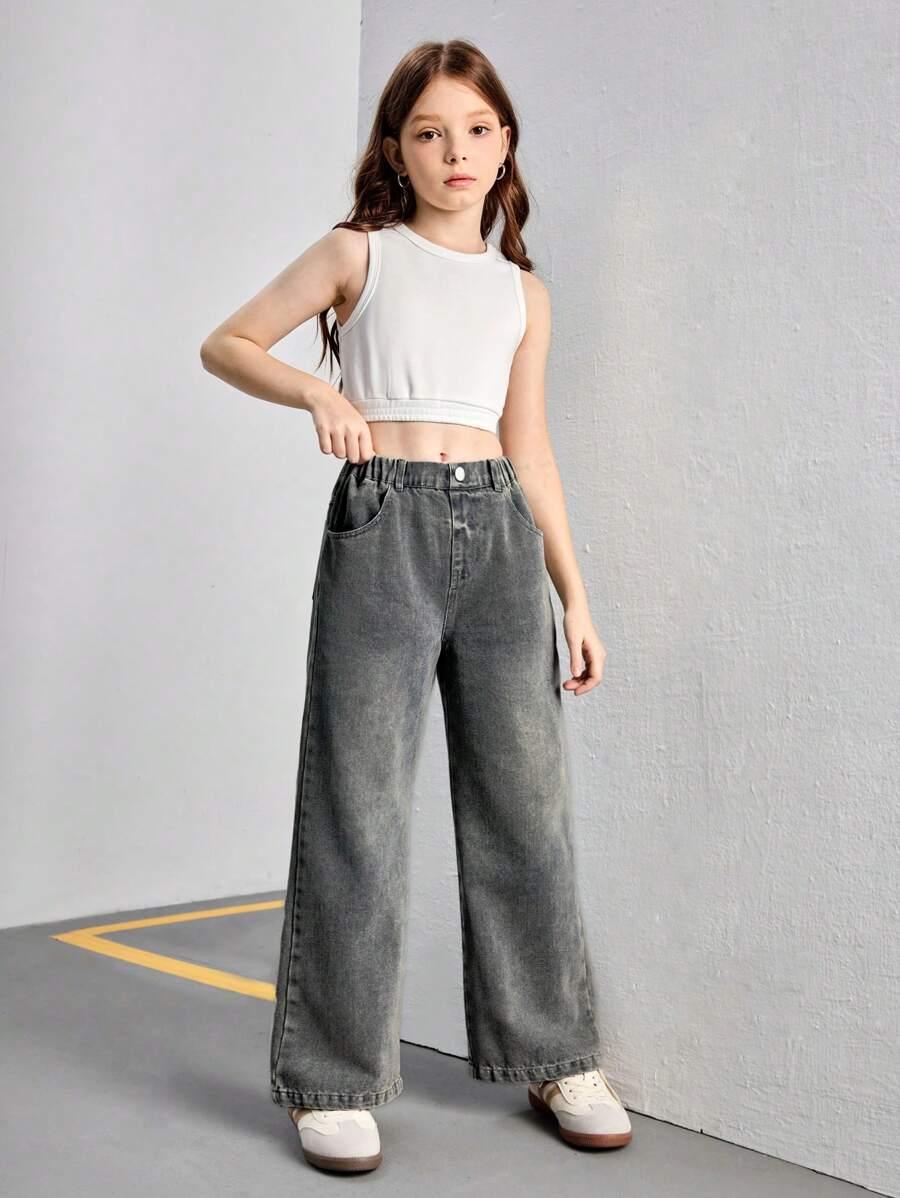 SHEIN SZARE SPODNIE JEANS S06__128-134CM