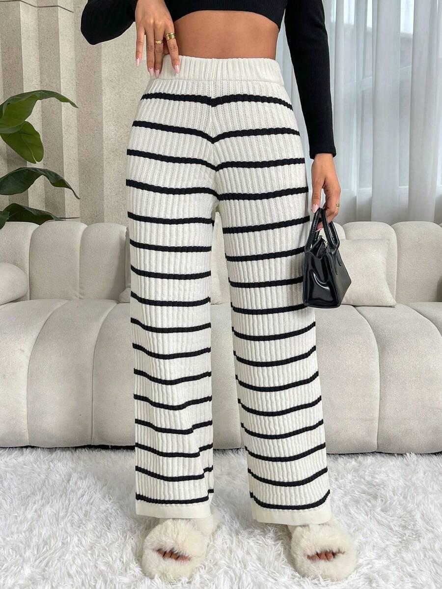 SHEIN DZIANINOWE SPODNIE PASKI PK01__XL