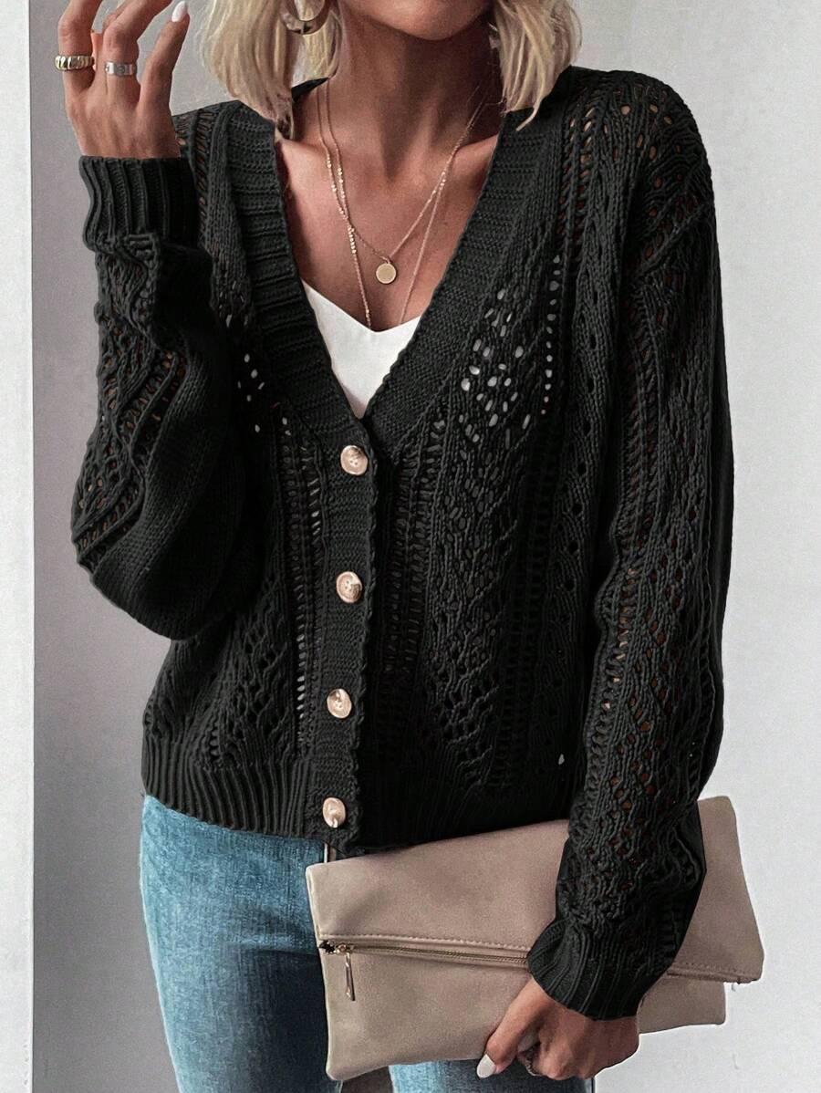 SHEIN CZARNY SWETER GUZIKI S06__XS