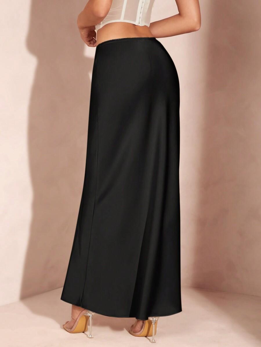 SHEIN SATYNOWA MAXI SPÓDNICA S06__M