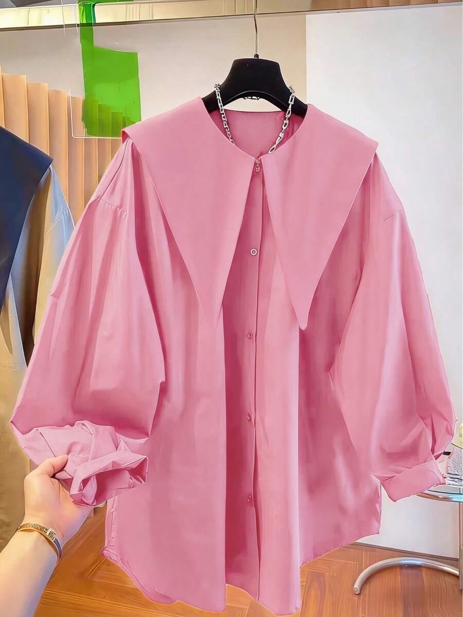 SHEIN RÓŻOWA KOSZULA OVERSIZE KOŁNIERZYK PK01__XXL