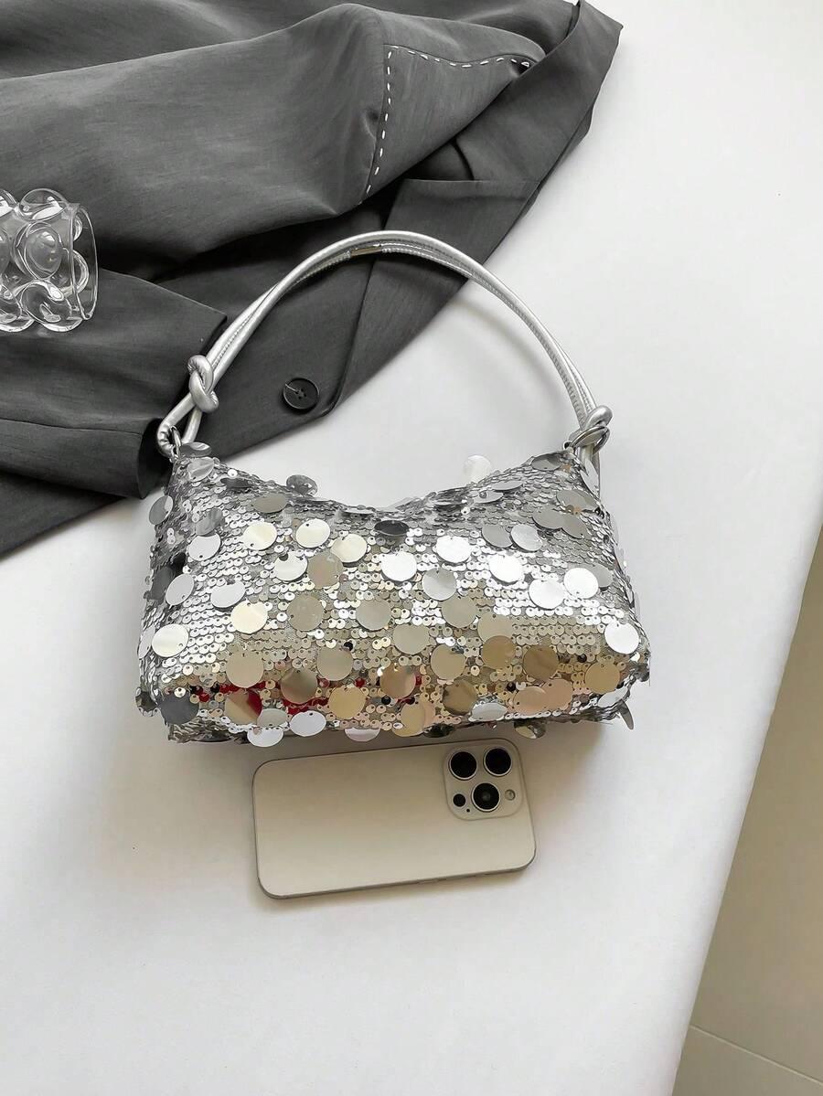 SHEIN SREBRNA TOREBKA CEKINY S07__22X12CM