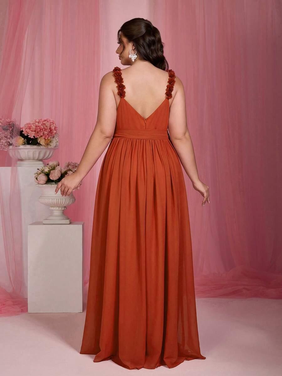 SHEIN POMARAŃCZOWA MAXI SUKIENKA S09__46