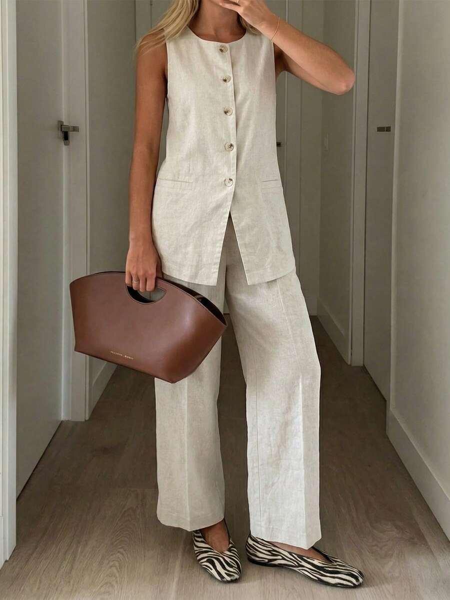 SHEIN KAMIZELKA SPODNIE KOMPLET S06__S