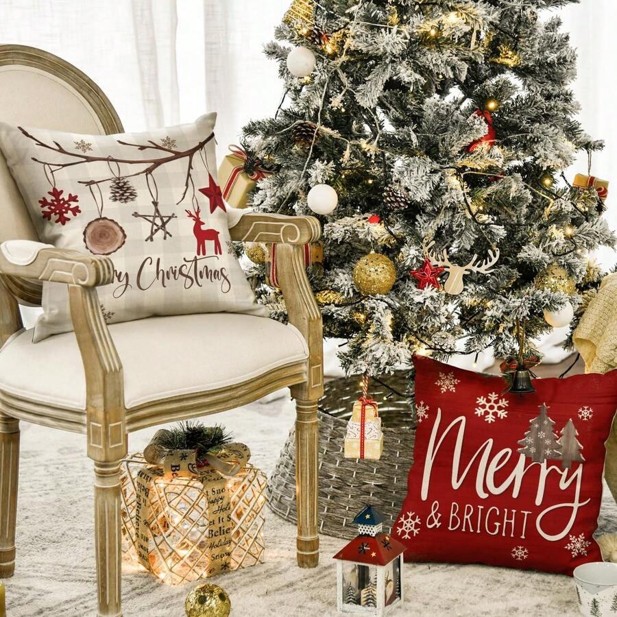 SHEIN KOMPLET POSZEWEK MOTYW ŚWIĄTECZNY 4-PACK BDD__40X40CM