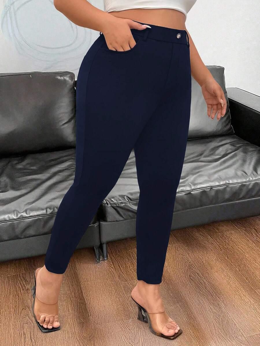 SHEIN GRANATOWE SPODNIE CASUAL S06__46