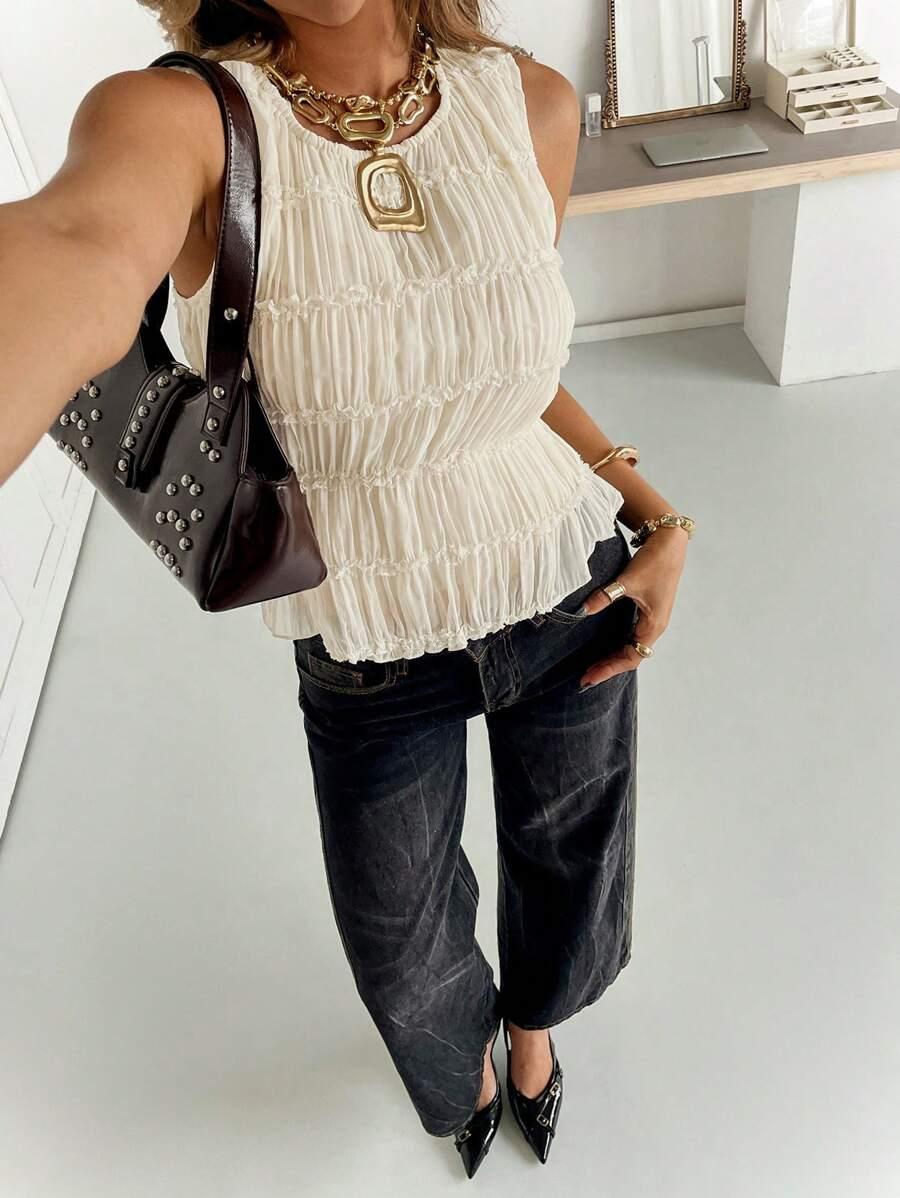 SHEIN BIAŁY TOP BEZ RĘKAWÓW S06__L