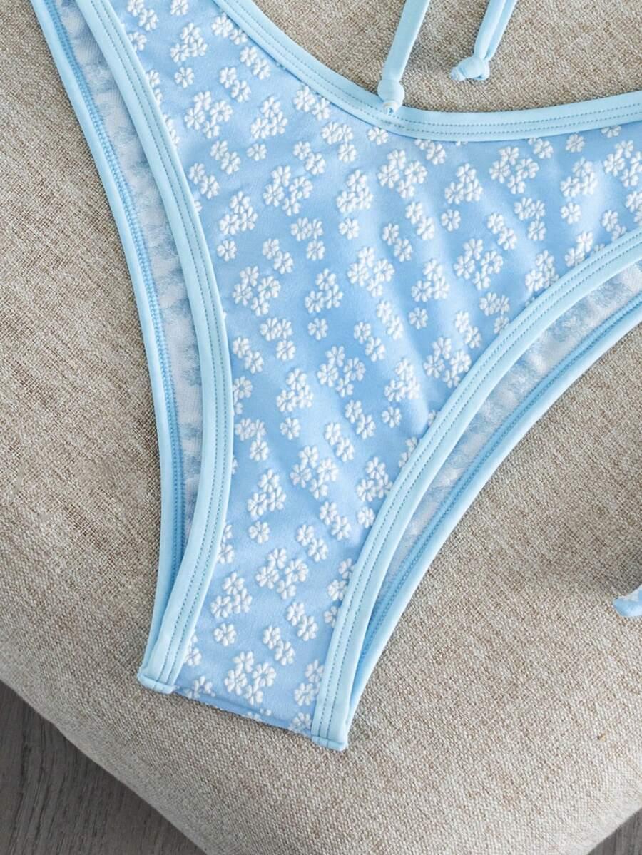 SWIM MOD DWUCZĘŚCIOWY STRÓJ KĄPIELOWY WZÓR KWIATY WIĄZANIE S09__M