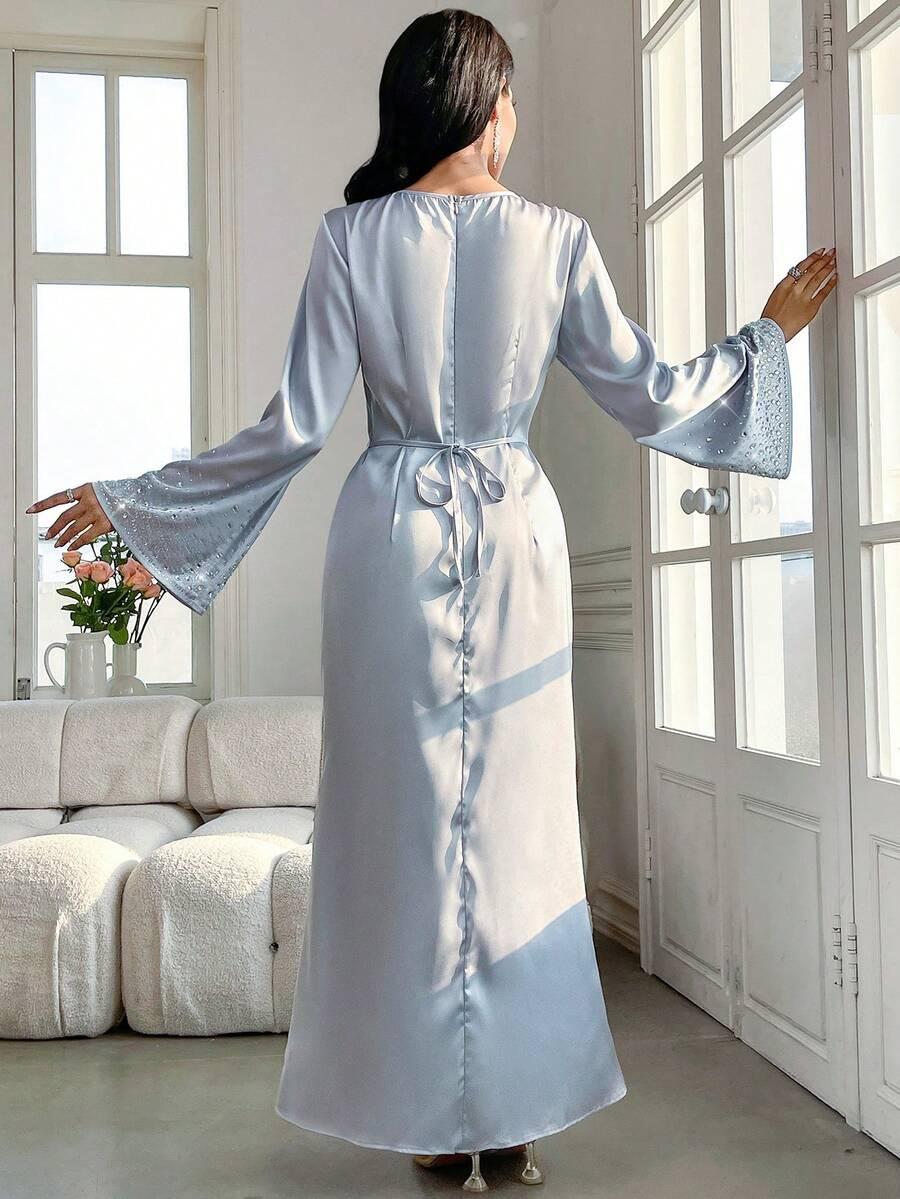 VEILORIE NIEBIESKA MAXI SUKIENKA ZDOBIENIE S06__M
