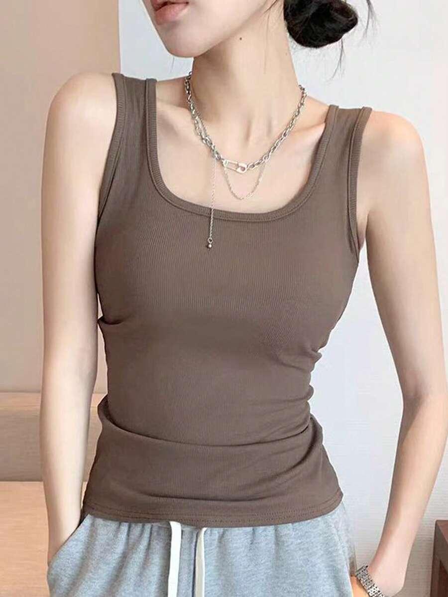 SHEIN BRĄZOWY TOP PRĄŻEK S06__M