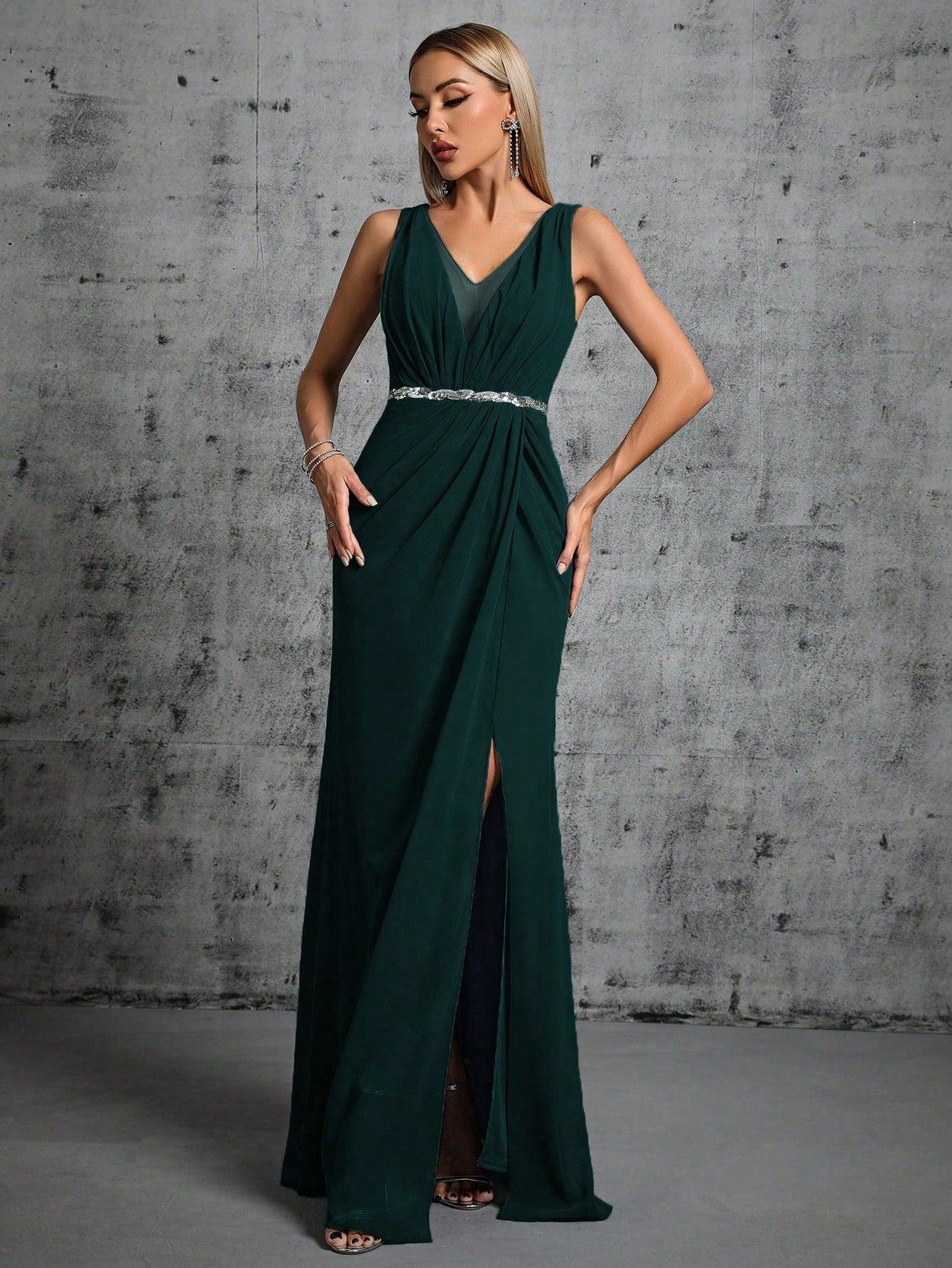 SHEIN ZIELONA MAXI SUKIENKA S06__L