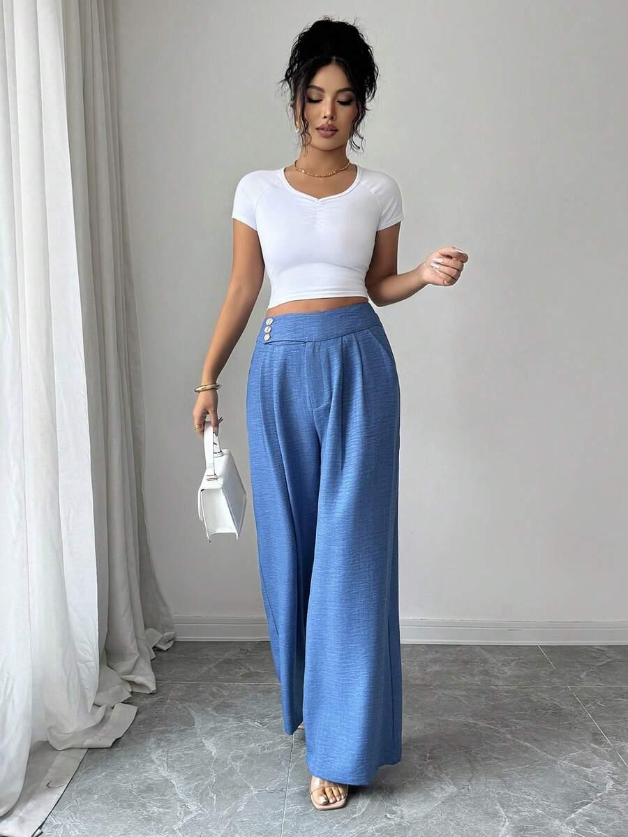 SHEIN LUŹNE SPODNIE IMITACJA DŻINSU S06__S