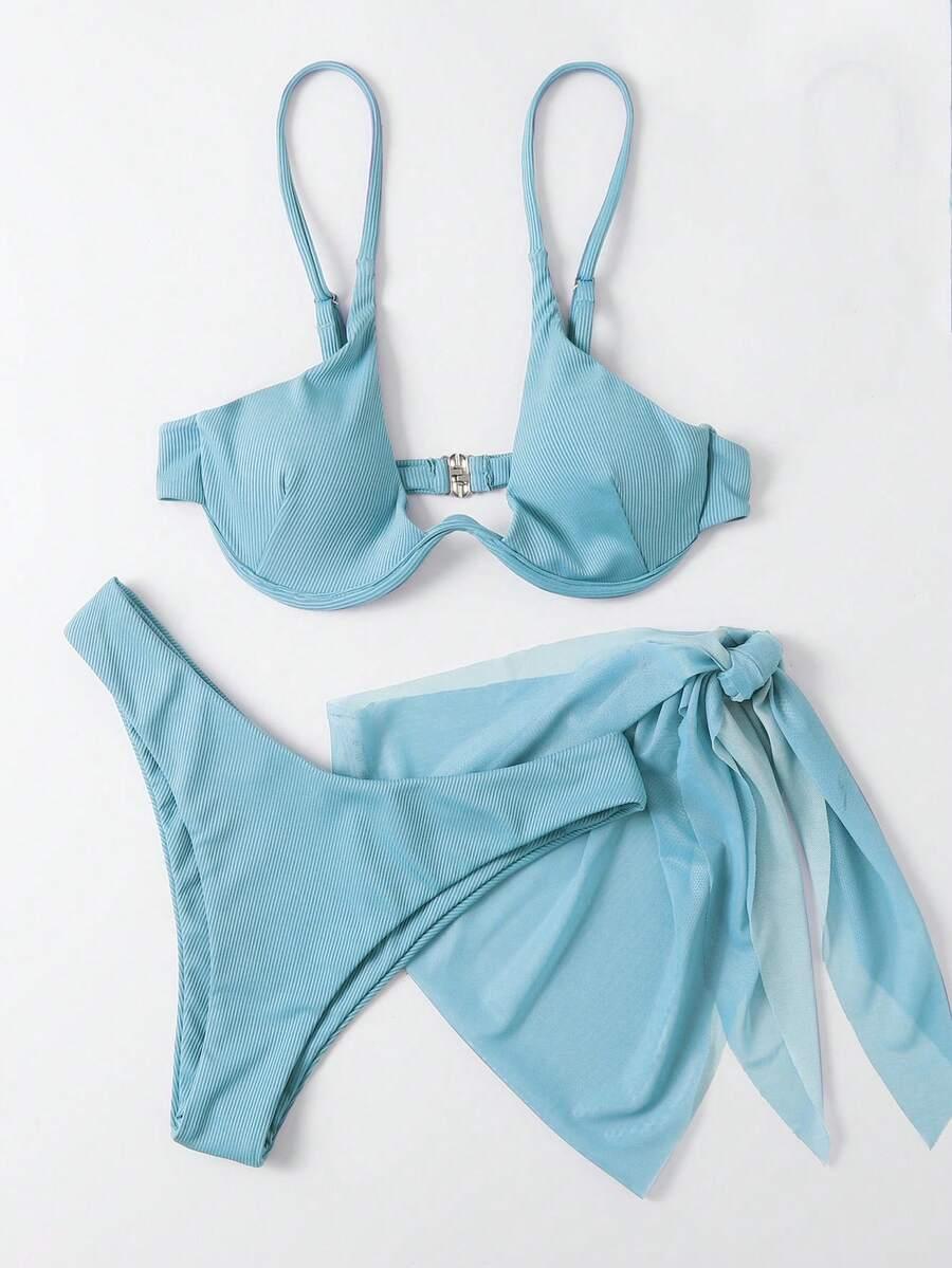 SHEIN DWUCZĘŚCIOWY STRÓJ KĄPIELOWY SARONG S09__XS