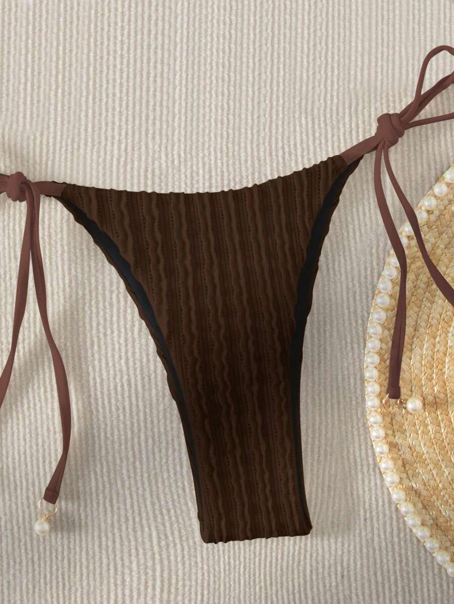 SHEIN BRĄZOWY DÓŁ OD BIKINI S09__L