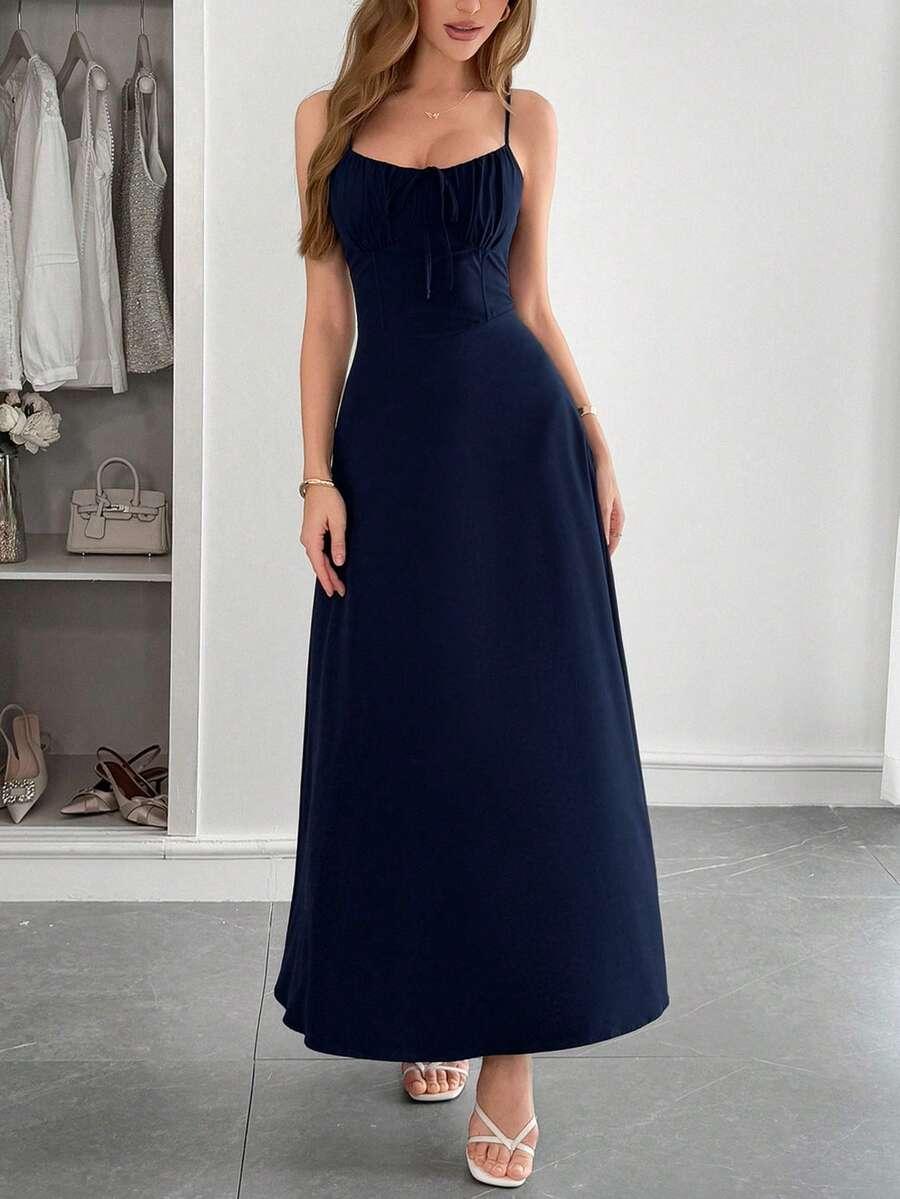 SHEIN GRANATOWA MAXI SUKIENKA PK01__L