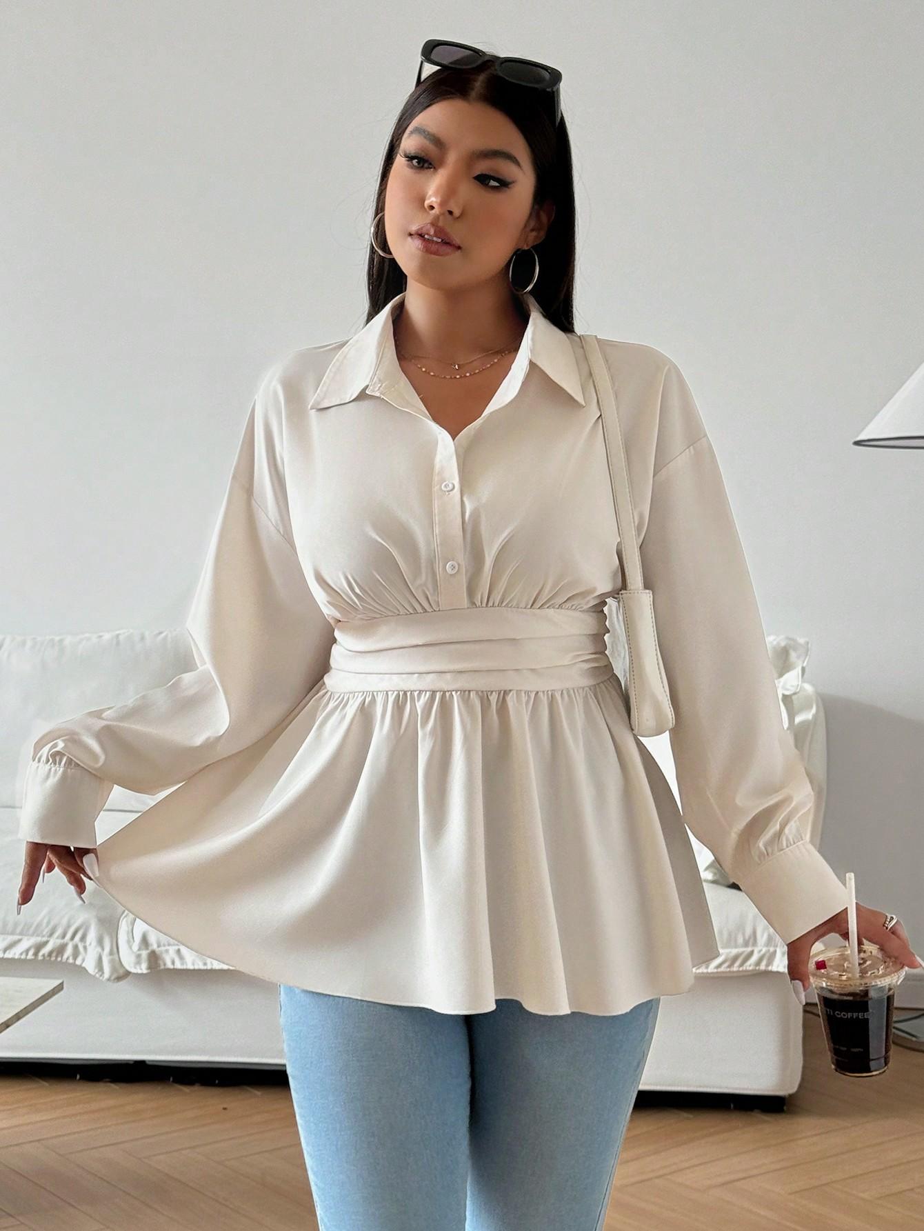SHEIN KREMOWA BLUZKA KOŁNIERZYK S06__52
