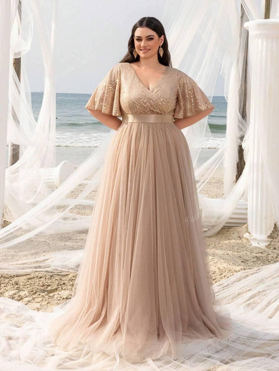 FAERIESTY BEŻOWA MAXI SUKIENKA ZDOBIENIE S06__52