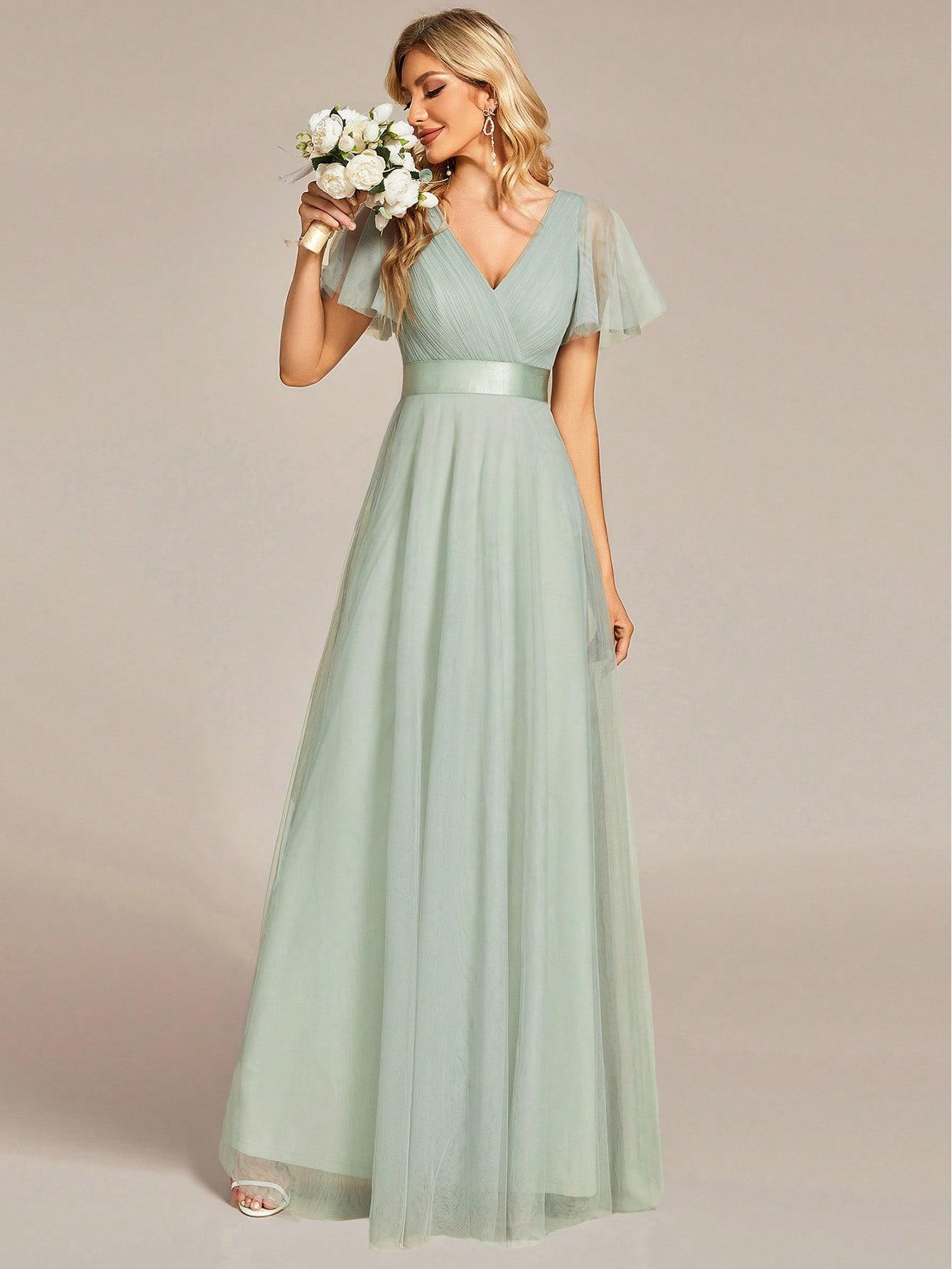 EVER PRETTY ZIELONA MAXI SUKIENKA V NECK S06__M