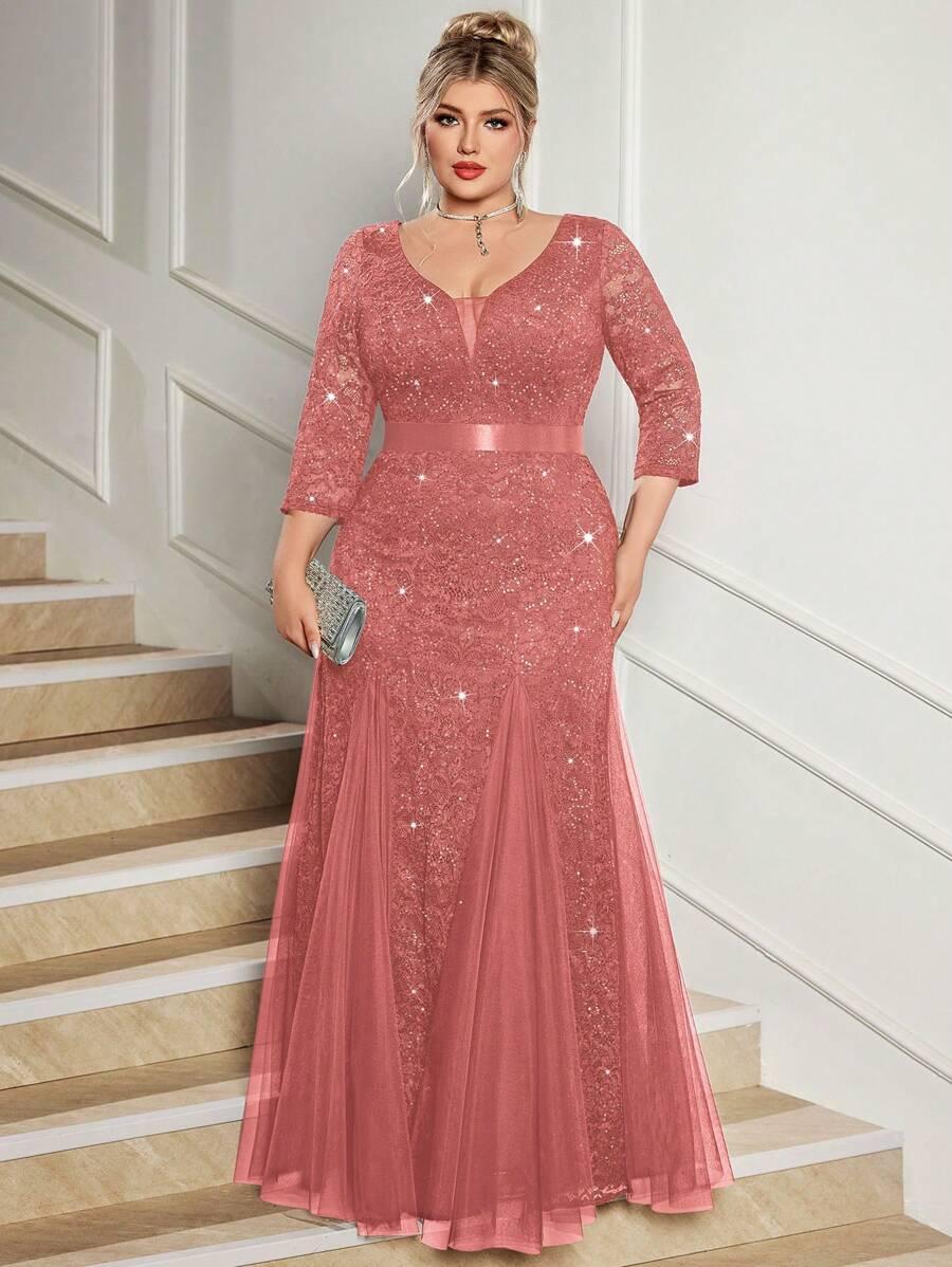 SHEIN RÓŻOWA MAXI SUKIENKA S06__XXL