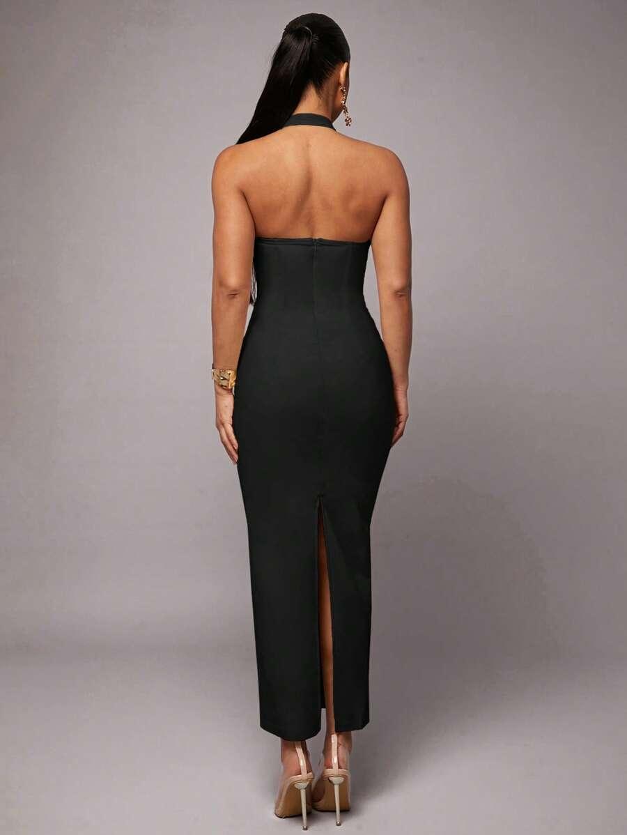SILQUEE CZARNA MAXI SUKIENKA S06__XS