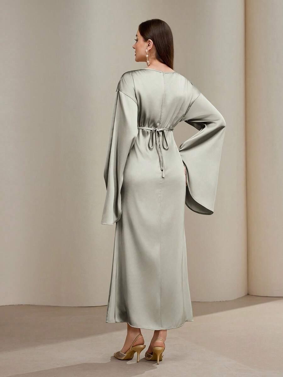 SHEIN SATYNOWA MAXI SUKIENKA S06__L