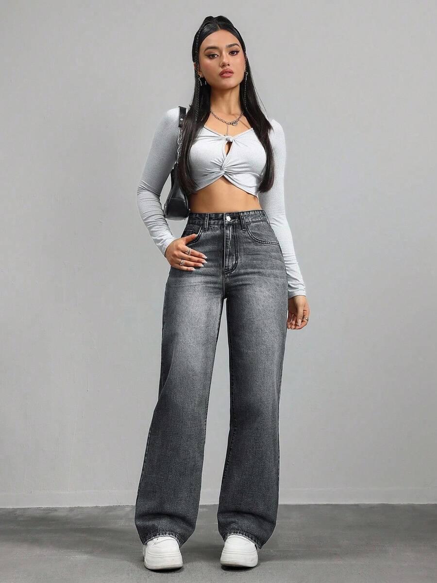 SHEIN SZARE SPODNIE JEANS S06__XXL