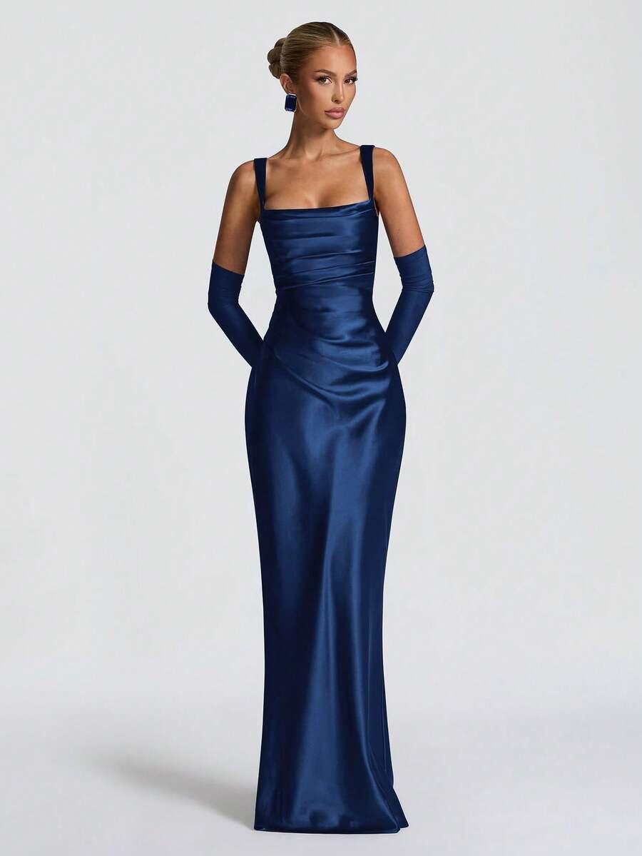 SHEIN GRANATOWA MAXI SUKIENKA S06__S