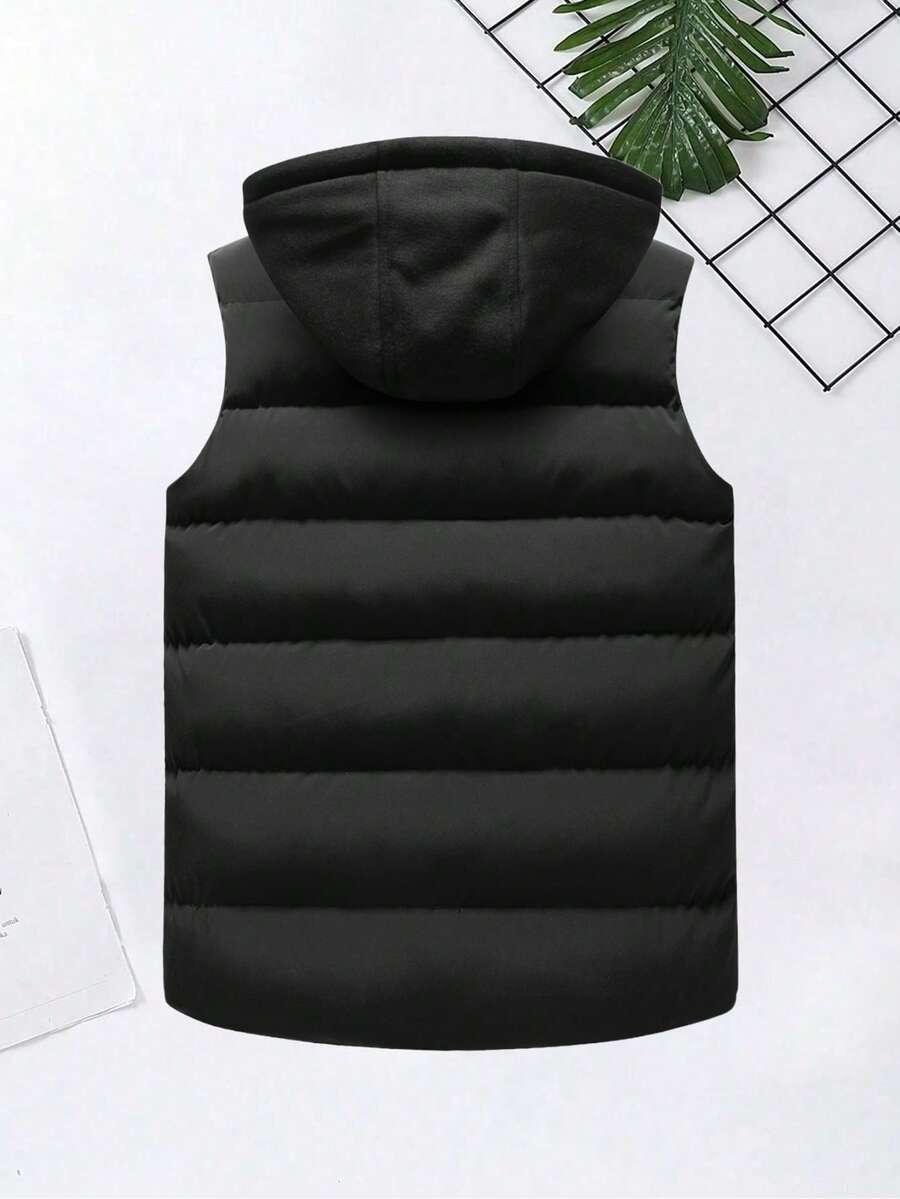 SHEIN PIKOWANA CZARNA KAMIZELKA KAPTUR W01__M
