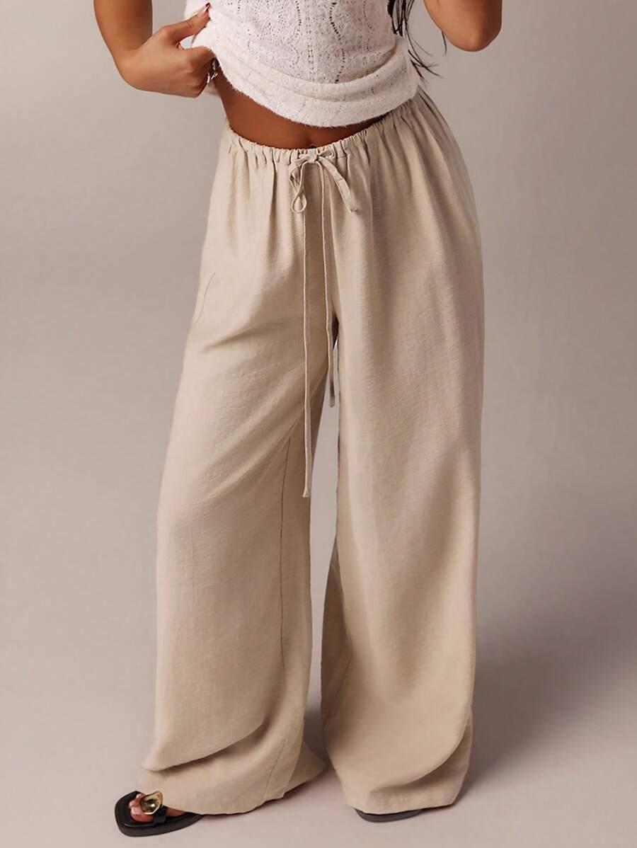 FOREVER 21 BEŻOWE PROSTE SPODNIE S06__L