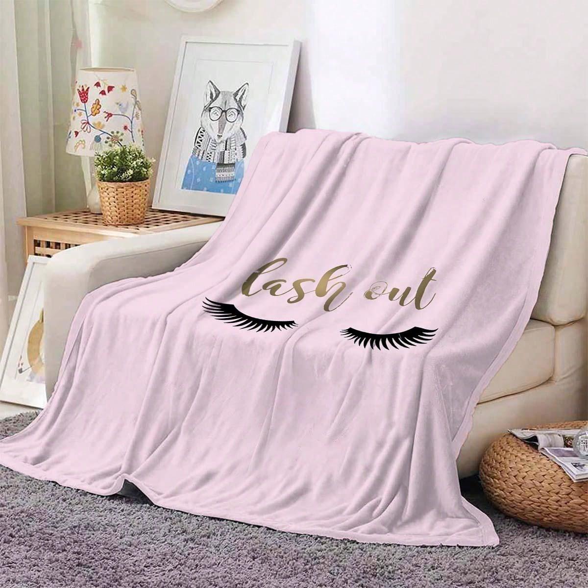 SHEIN RÓŻOWY KOC NADRUK S07__100X150CM