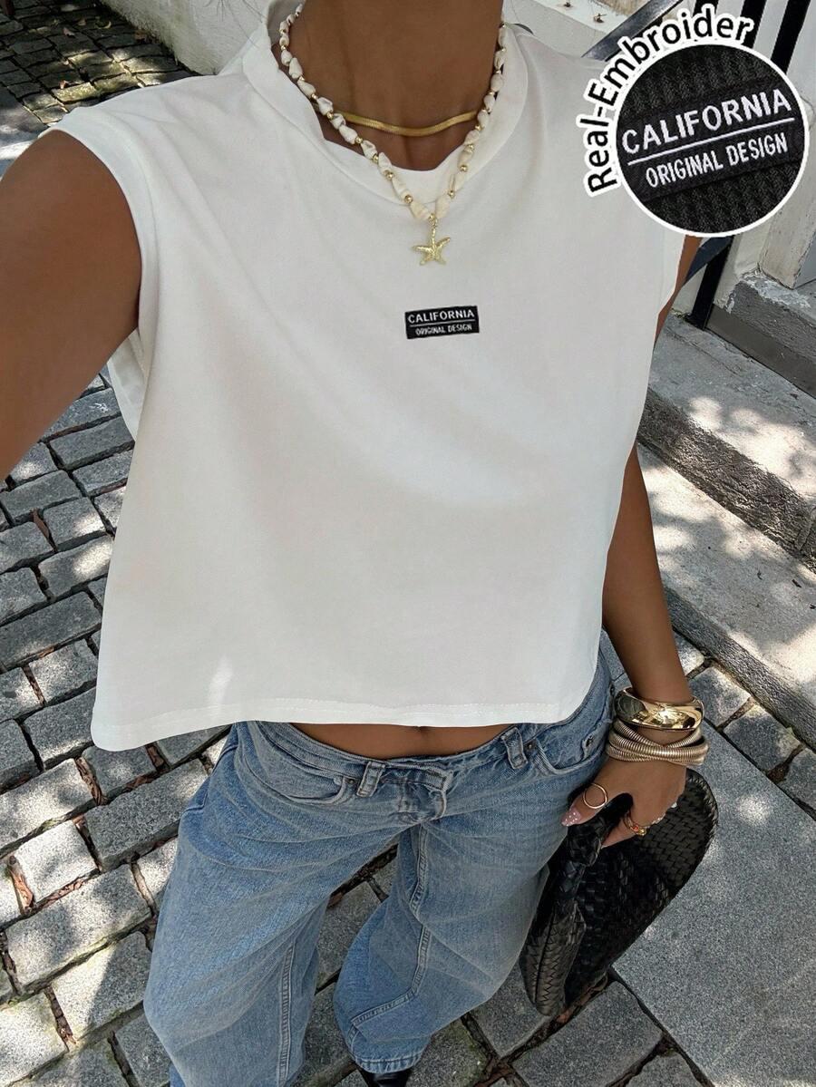 SHEIN KLASYCZNY BIAŁY TOP CALIFORNIA PK01__M