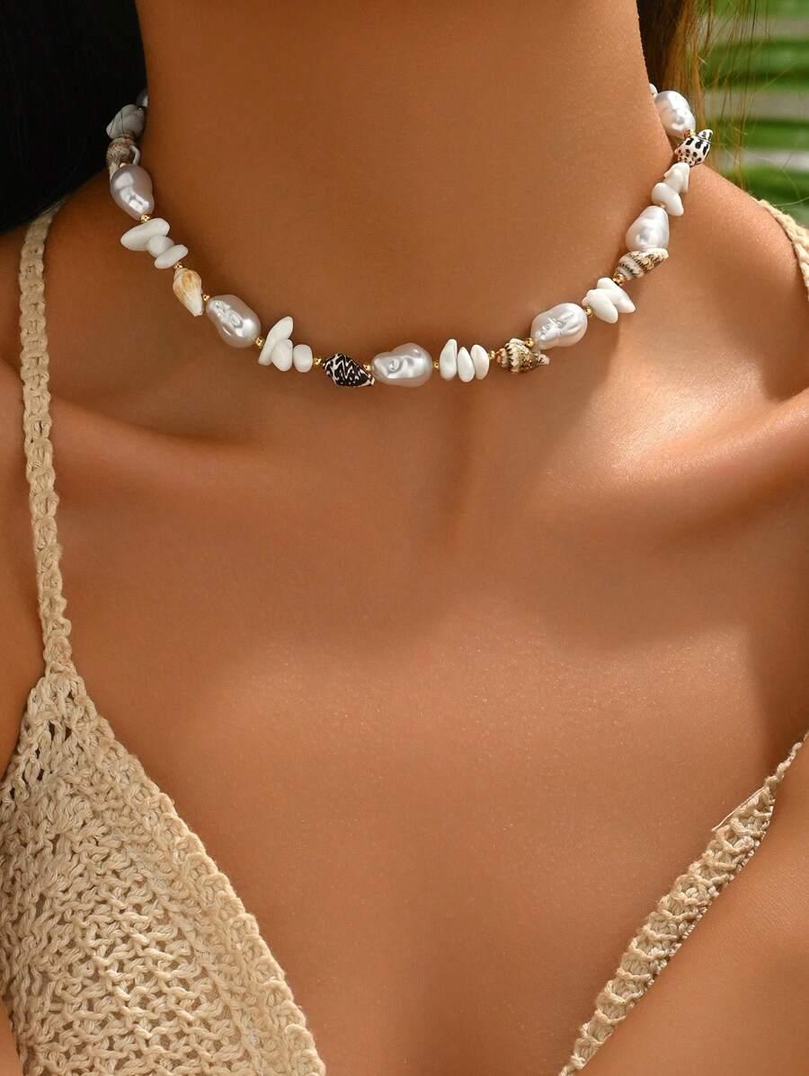 SHEIN NASZYJNIK ZDOBIENIE MUSZLE S07