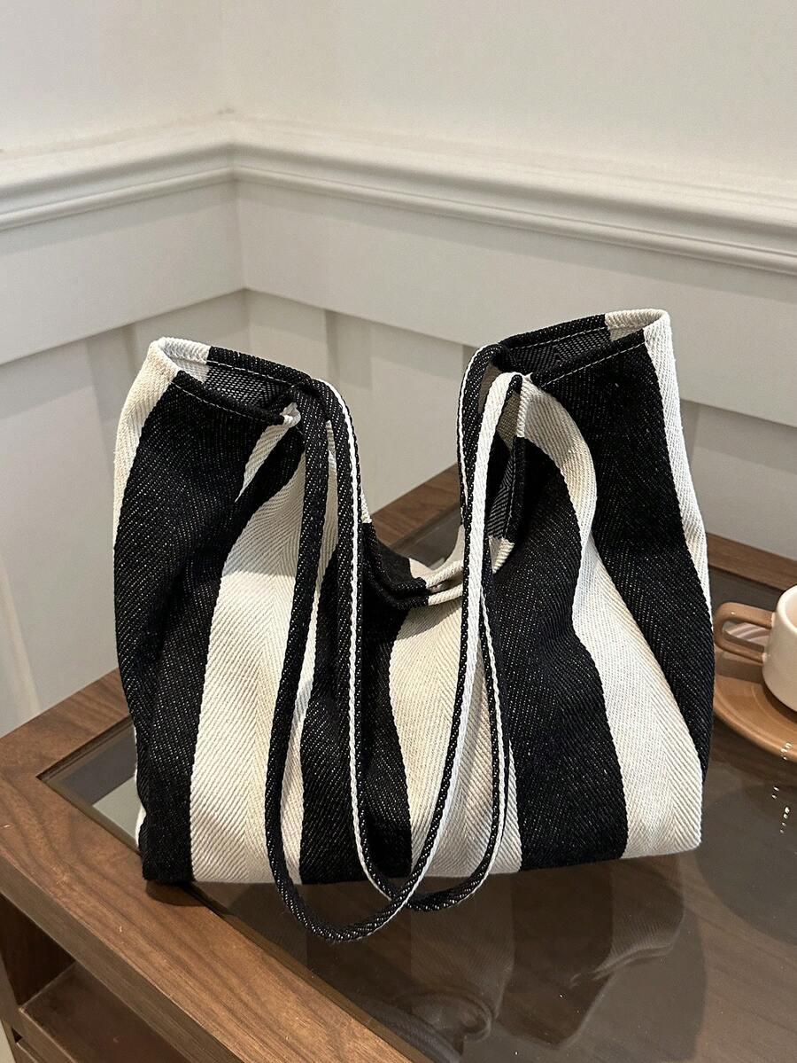 SHEIN TORBA NA RAMIĘ WZÓR PASKI S07__28X31CM