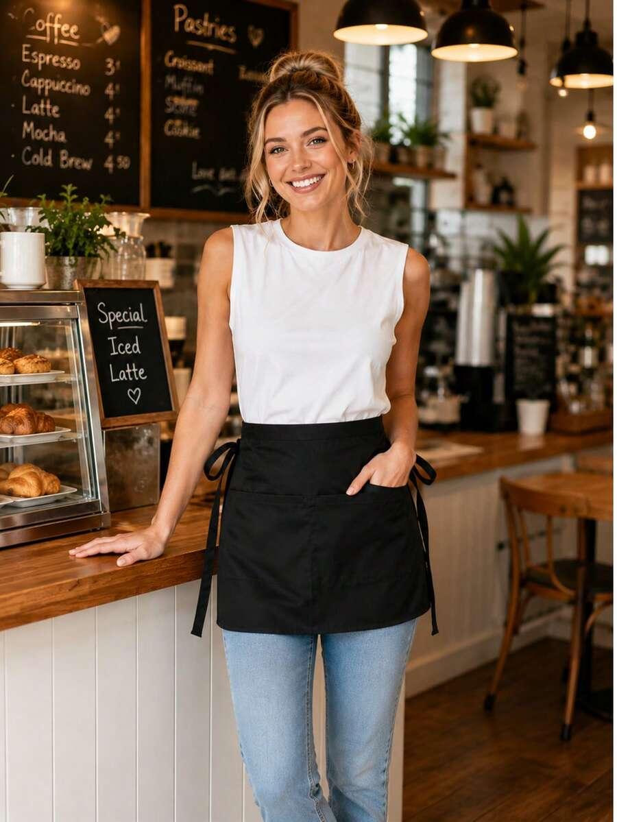 SHEIN CZARNY FARTUCH KUCHENNY S07__OS